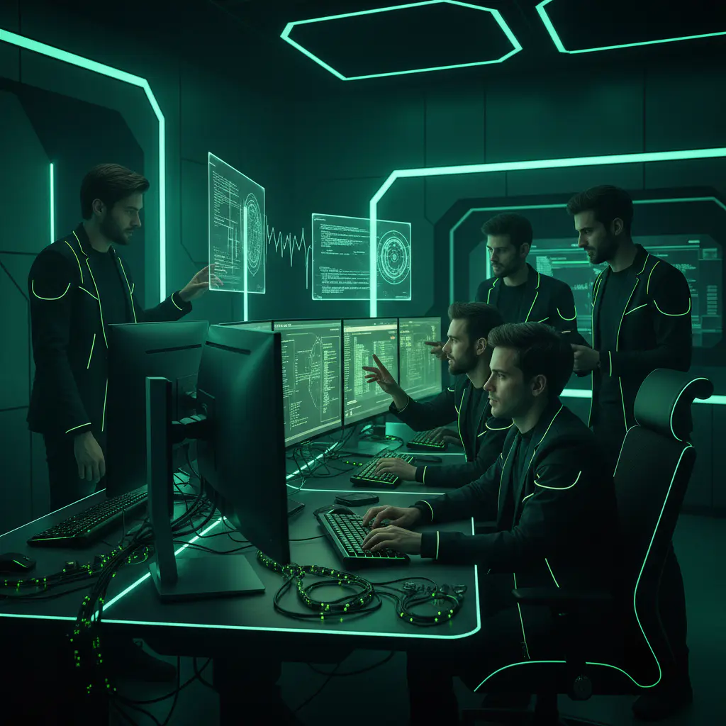 GlitchVault development team collaborating